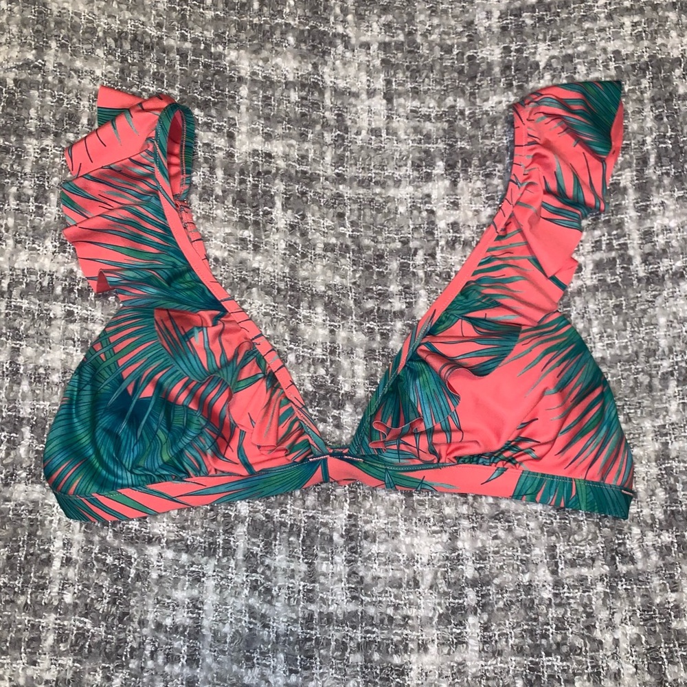 Ruffle Neckline Triangle Swimsuit Top